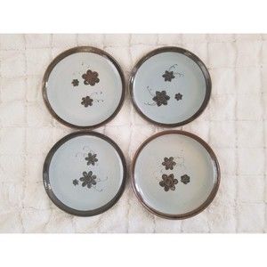 Ken Edwards Tonala Pottery Veracruz 4 Dinner Plates Vintage 10" Brown Floral